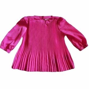 Baker by Ted Baker Pleated Long Sleeve Dressy Top Bright Pink Girl’s Size 4